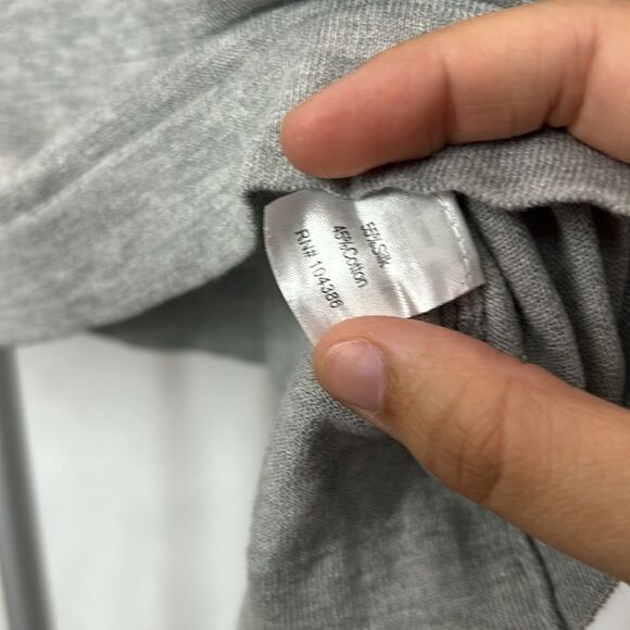 Garnet Hill Heathered Grey Silk Cotton Blend Knit Top Tie Back - Picture 5 of 8